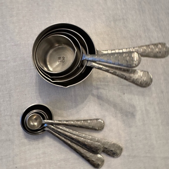 MacKenzie-Childs Silver Measuring Cups and Spoons Set - Picture 8 of 9